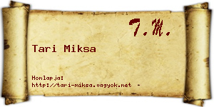 Tari Miksa névjegykártya